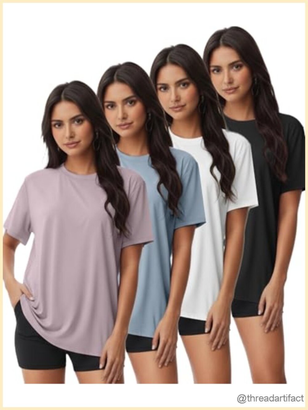 4 Pack Loose Fit Crew Neck Short Sleeve T-Shirts